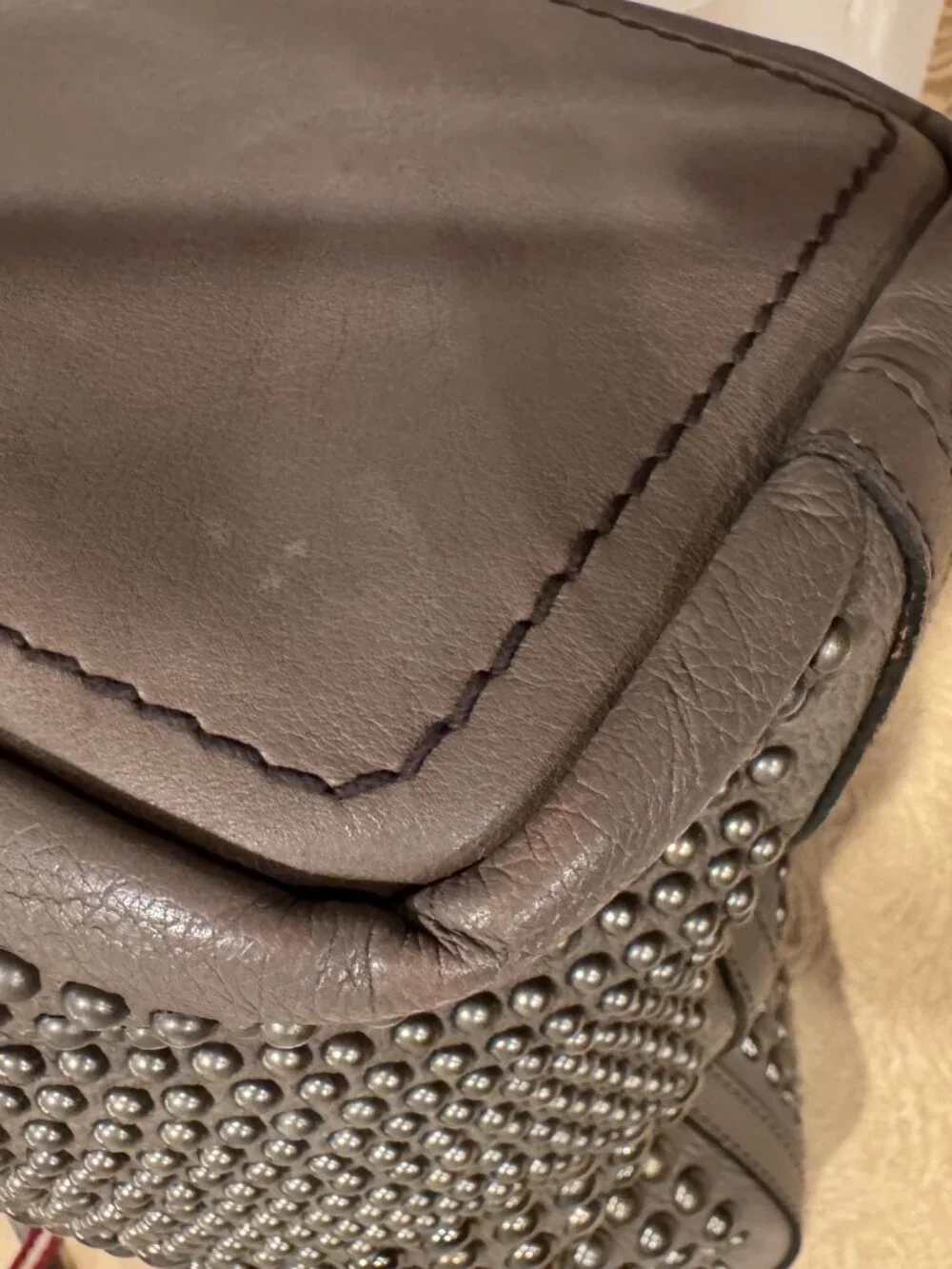 Bally Limited Release Macy Studded Leather Tote Grey Luxury - Picture 11 of 16
